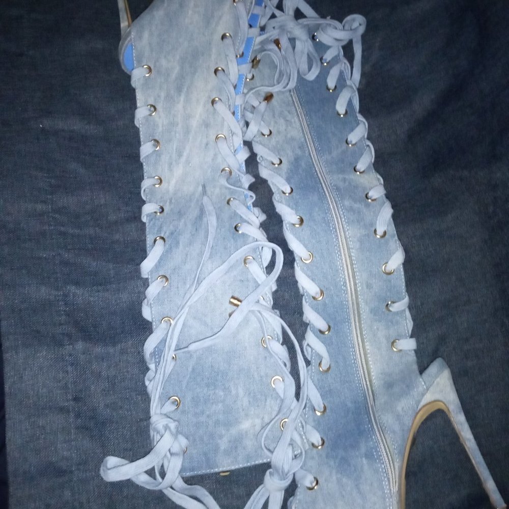 "  LACE IT UP GLADIATOR VIBE "  - Stone Washed Denim ( BRAND NEW !! )